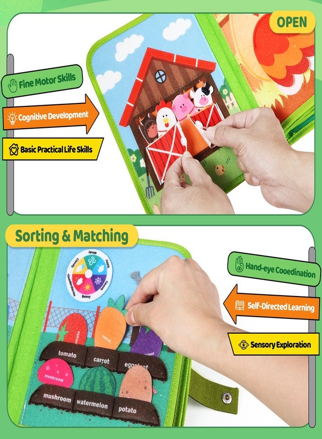 OCHIDO Busy Book for Toddlers 1-3, Montessori Toys for 1 Year Old Boy Girl, Farm Animal Busy Board Educational Learning Quiet Toddler Activity Book, Birthday for Toddlers - Image 4